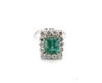 Ring - 18 karaat Witgoud Smaragd - Diamant, Nieuw