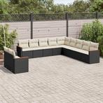 vidaXL 11-delige Loungeset met kussens poly rattan zwart, Verzenden, Nieuw, Rotan, Loungeset