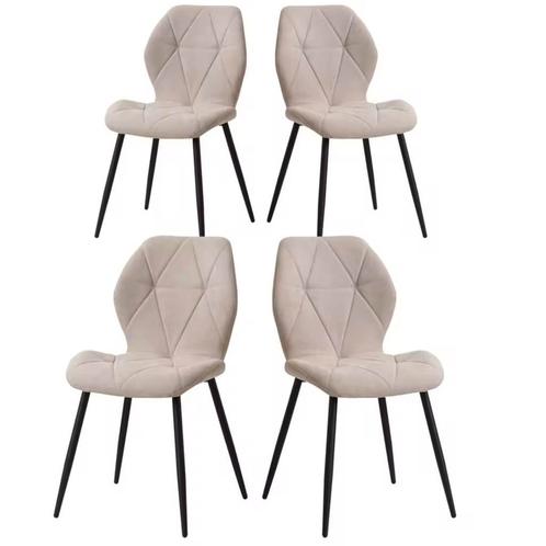4 Moderne Eetkamerstoelen – Gevoerde Zitting IJzeren Poten, Huis en Inrichting, Stoelen, Vier, Overige kleuren, Nieuw, Kunststof