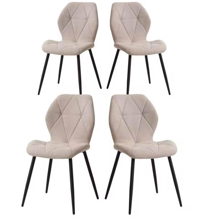 4 Moderne Eetkamerstoelen – Gevoerde Zitting IJzeren Poten, Huis en Inrichting, Stoelen, Vier, Overige kleuren, Nieuw, Kunststof