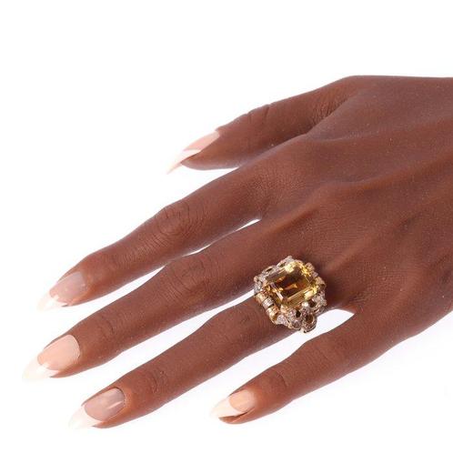 Ring - 18 karaat Geel goud, Witgoud - 10.00ct. tw. Citrien -, Sieraden, Tassen en Uiterlijk, Ringen
