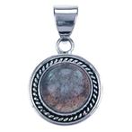 Zilveren Labradoriet rond met gladde rand ketting hanger, Sieraden, Tassen en Uiterlijk, Kettinghangers, Verzenden, Nieuw