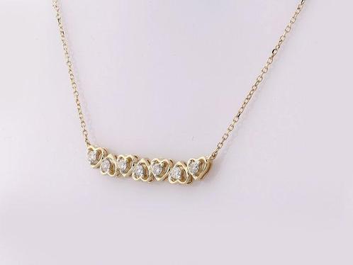 Halsketting - 14 karaat Geel goud - 0.25ct. tw. Diamant, Sieraden, Tassen en Uiterlijk, Kettingen