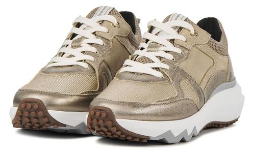 Floris Van Bommel Sneakers Dames Goud Leer van den Assem