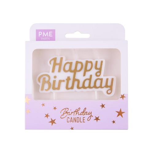 PME Taartkaarsje Happy Birthday Goud, Hobby en Vrije tijd, Taarten en Cupcakes maken, Nieuw, Verzenden
