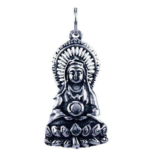 Zilveren Kwan Yin ketting hanger - zittend op Lotus, Sieraden, Tassen en Uiterlijk, Kettinghangers, Verzenden