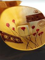 Schotel (6) - hand decorated glass plate - Emaille, Glas -, Antiek en Kunst