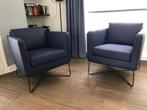 leren fauteuils met kruisframe - blauw leer - Echt leer, Mo, Huis en Inrichting, Fauteuils, Nieuw, Ophalen of Verzenden, Industrieel