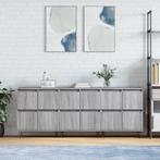 vidaXL Dressoirs 3 st bewerkt hout grijs sonoma eikenkleurig, Huis en Inrichting, Kasten | Dressoirs, Verzenden, Nieuw, Overige houtsoorten
