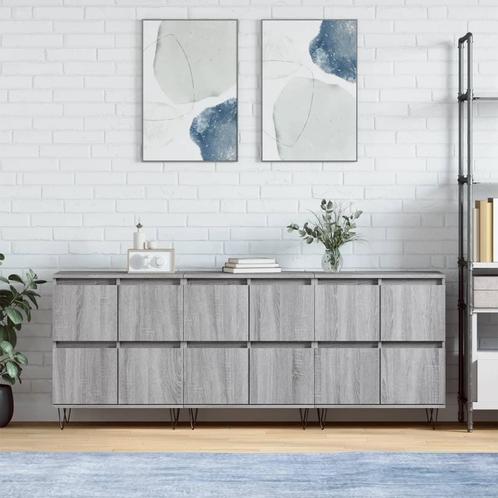 vidaXL Dressoirs 3 st bewerkt hout grijs sonoma eikenkleurig, Huis en Inrichting, Kasten | Dressoirs, Nieuw, Overige houtsoorten