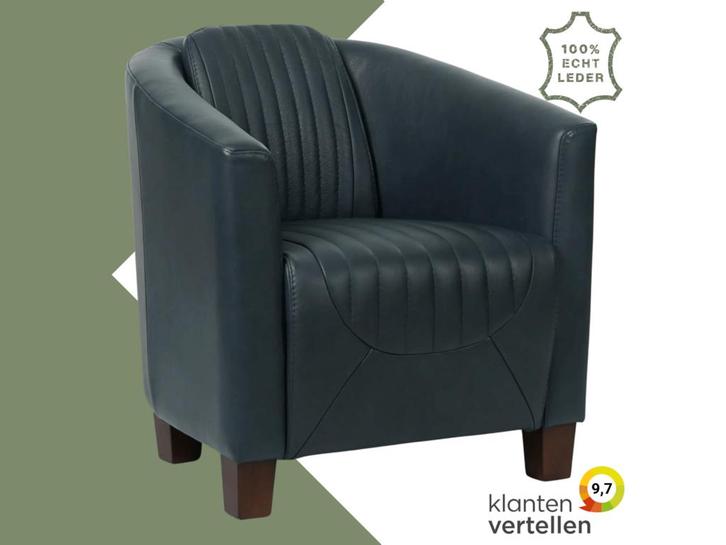 Leren fauteuil Press Special - Granada Blue (blauw) - Poten, Huis en Inrichting, Fauteuils, 50 tot 75 cm, 75 tot 100 cm, Nieuw