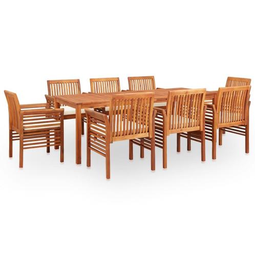 vidaXL 9-delige Tuinset met kussens massief acaciahout, Tuin en Terras, Tuinsets en Loungesets, Tuinset, Nieuw, 8 zitplaatsen