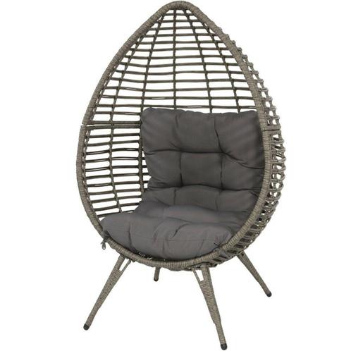 Rieten terrasstoel Fabiano grijs, Huis en Inrichting, Stoelen, Grijs, Nieuw, Ophalen of Verzenden
