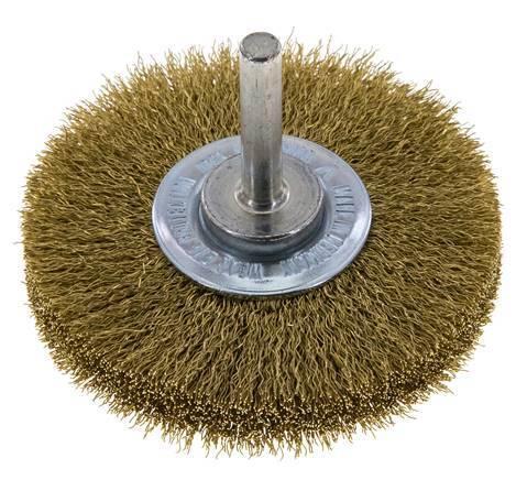 Messing Gegolfde Ronde Borstel Diameter 70 mm/ As 6 mm, Doe-het-zelf en Verbouw, Overige Doe-het-zelf en Verbouw, Nieuw, Verzenden