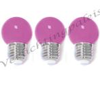 LED kogellamp - 1W E27 Roze Dimbaar, Nieuw, Verzenden