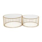 *WOONWINKEL* Kare Design Wire Messing Salontafelset Rond, Huis en Inrichting, Tafels | Salontafels, Verzenden, Nieuw