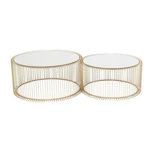 *WOONWINKEL* Kare Design Wire Messing Salontafelset Rond, Huis en Inrichting, Tafels | Salontafels, Nieuw, Verzenden