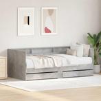 vidaXL Slaapbank met lade met opslag Grijs 90 x 200 cm, Huis en Inrichting, Verzenden, Nieuw, Grijs, Hout