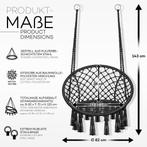 Hangstoel - Binnen & Buiten - Hangschommel - Tot 200kg - Zwa, Huis en Inrichting, Fauteuils, Verzenden, Zo goed als nieuw