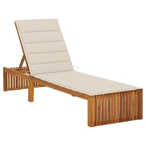 vidaXL Ligbed met kussen massief acaciahout, Tuin en Terras, Ligbedden, Nieuw, Verzenden