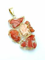 Koraal - Zilver, Verguld - Hanger - Vintage Italiaanse