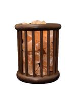 Zoutlamp - Himalaya Zoutstenen - Houten Korfje - Cilinder, Antiek en Kunst, Ophalen of Verzenden