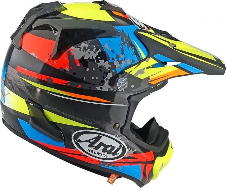Arai MX-V EVO Crosshelm Track Zwart / Blauw / Rood / Fluor G, Motoren, Kleding | Motorkleding, Verzenden