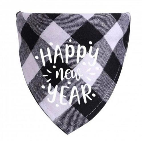 Honden bandana Happy New Year zwart met wit, Dieren en Toebehoren, Honden-accessoires, Nieuw