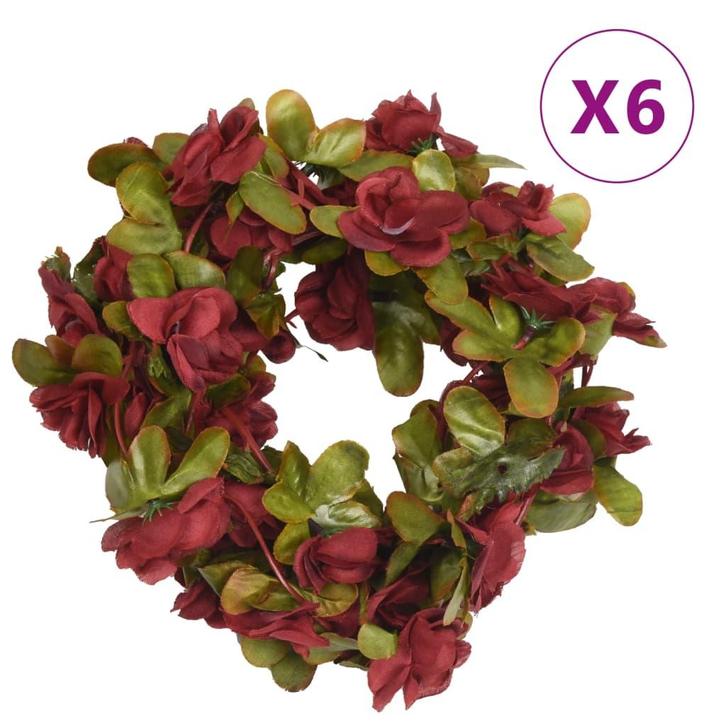 vidaXL Kerstslingers met bloemen 6 st 250 cm wijnrood, Hobby en Vrije tijd, Feestartikelen, Nieuw, Verzenden