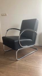 Gispen 407 fauteuil, zwart leder, Ophalen, Zo goed als nieuw, Overige materialen