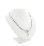 Witgouden collier met parel en diamant | 0,05 ct., Gebruikt, Overige kleuren, Ophalen of Verzenden, Met edelsteen
