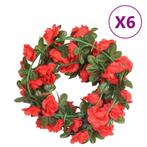 vidaXL Kerstslingers met bloemen 6 st 240 cm rood, Hobby en Vrije tijd, Verzenden, Nieuw