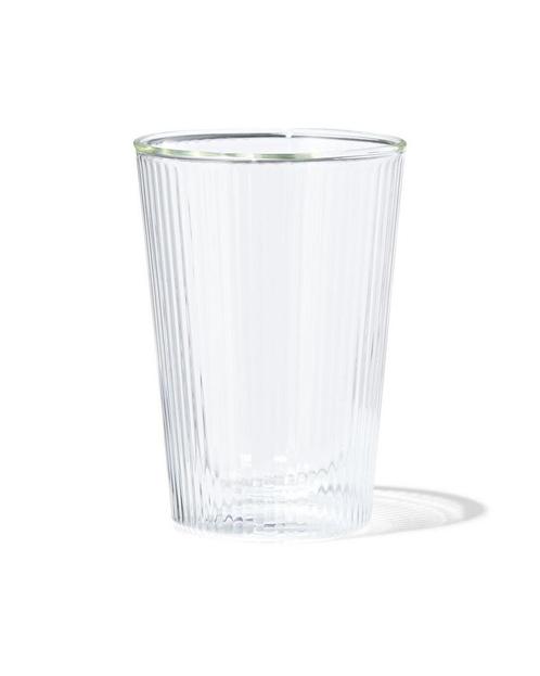 HEMA Dubbelwandig glas streep reliëf 350ml 2+1 gratis, Hobby en Vrije tijd, Theezakjes, Verzenden