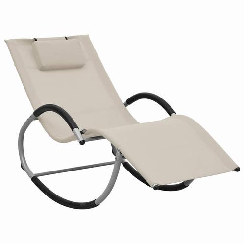 vidaXL Ligbed met kussen textileen crème, Tuin en Terras, Ligbedden, Nieuw, Verzenden