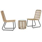 vidaXL 3-delige Bistroset poly rattan eikenkleurig, Verzenden, Nieuw, Rotan, 3 zitplaatsen