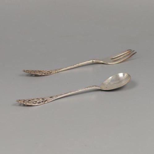 W. Visser (Zandvoort, 1950-1956) Taartvork & - Theelepel, Antiek en Kunst, Antiek | Goud en Zilver