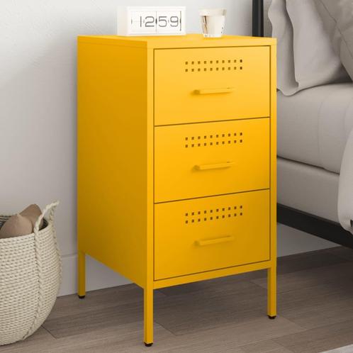 vidaXL Nachtkastje 36x39x68 cm staal mosterdgeel, Huis en Inrichting, Slaapkamer | Nachtkastjes, Nieuw, Metaal of Aluminium, Verzenden
