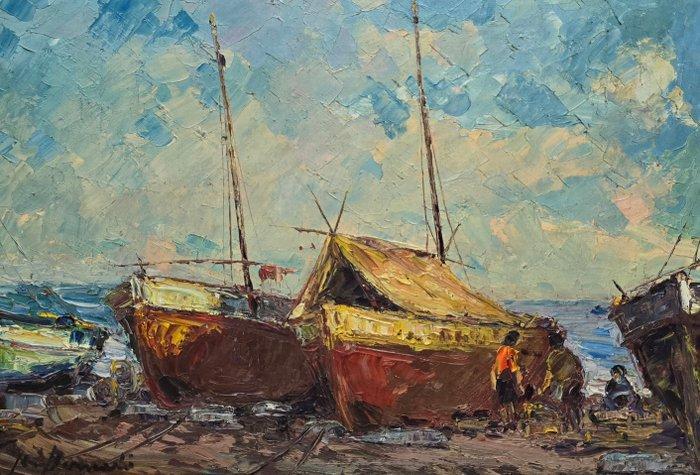 Ramon Bernardó Massó (1922) - Barcas al sol, Antiek en Kunst, Kunst | Schilderijen | Klassiek