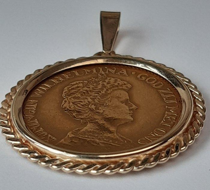 Munthanger - 14 karaat Geel goud - Wilhelmina 10 gulden 585, Sieraden, Tassen en Uiterlijk, Antieke sieraden