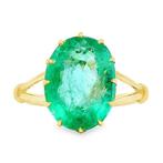 Ring - 18 karaat Geel goud - 4.42ct. tw. Smaragd, Nieuw