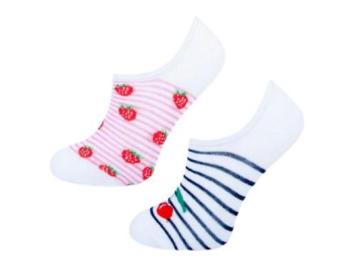 2 paar meisjes Footies - Aardbei-Kers - Strepen, Kinderen en Baby's, Kinderkleding | Schoenen en Sokken, Verzenden