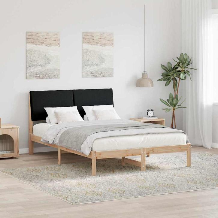 vidaXL Bedframe Bruin en zwart 140 x 200 cm Massief, Huis en Inrichting, Slaapkamer | Bedden, Bruin, Nieuw, Hout, Verzenden