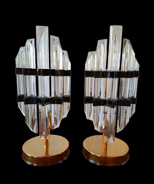 Tafellamp (2) - Gouden metaal, kristal, Huis en Inrichting, Overige Huis en Inrichting