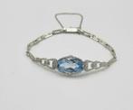 Art Deco - Armband & Blauwe Aquamarijn steen - 935 Zilver -
