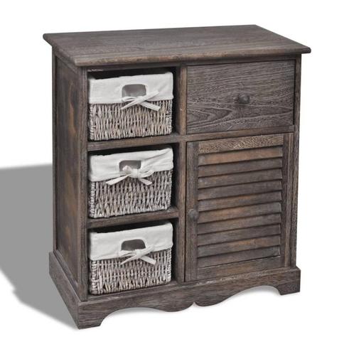 Houten Kast met Manden - Bruin - OP=OP! Laatste Stuks!, Huis en Inrichting, Kasten | Overige, Nieuw, Ophalen of Verzenden