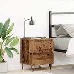vidaXL Nachtkastje 40x35x50 cm bewerkt hout oud houtkleurig, Minder dan 45 cm, Verzenden, Nieuw, Minder dan 55 cm