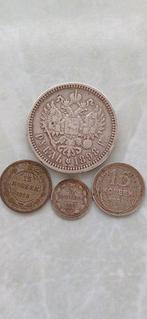 Rusland. Lot of 4 coins: incl. 1 Rouble 1898, 5 & 15 Kopecs, Postzegels en Munten, Munten | Europa | Niet-Euromunten