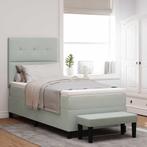 vidaXL Boxspring bed met matras Lichtgrijs 100 x 200 cm, Verzenden, Nieuw, Stof