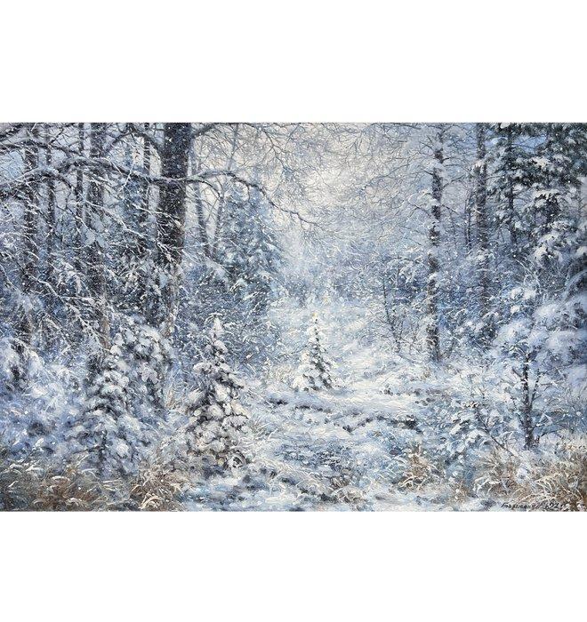 Alexander Borisenko (1974) - NO RESERVE - Forest in winter, Antiek en Kunst, Kunst | Schilderijen | Klassiek