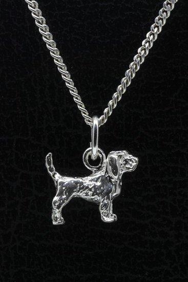 Zilveren Basset griffon vendeen grand ketting hanger - klein, Sieraden, Tassen en Uiterlijk, Kettinghangers, Verzenden